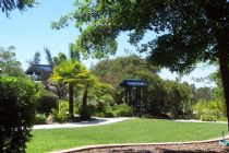 Lawn area and tea house entrance